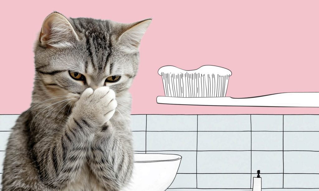 Чистить кошке зубы нужно только специальной пастой и щёткой